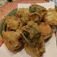 ゆうがた - 大仁田ネギの唐揚げ　粉醤油が掛かっています