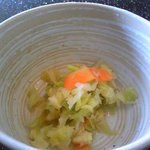 Hirata Bokujou Tonya - おしんこ。ライス・味噌汁含めておかわり自由。
