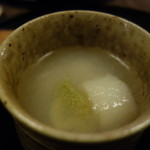 招福樓 - 進肴：下仁田葱、雲子、蕪のみぞれ仕立て