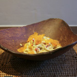 かわ村 - 2017年1月再訪：pasta ズワイ蟹とカラスミのタリアテッレ そら豆のクリームソース☆