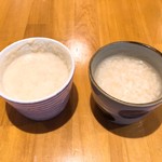 醸カフェ - 左：豆乳割り。右：ストレート。