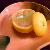 たか田八祥 - 先付　鱈昆布締　千枚蕪　加減酢のジュレ。