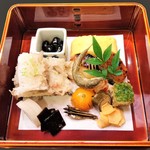味 ふくしま - 『お弁当』～!! 『琵琶湖のホンモロコ』『胡麻麩の田楽』『マナガツオの幽庵焼き』『甘く炊いた金柑』など１２種盛り合わせ～♪( ^o^)ﾉ