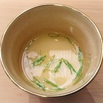 味 ふくしま - 『まるの茶碗蒸し』～!! 細くスライスされたスッポンが入った茶碗蒸しで、生姜と目ネギ添え～♪( ^o^)ﾉ