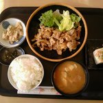 Iyashi sakaba mammaya hinata - 日替わり定食（豚肉のスタミナやき）（コーヒー（ホット））(700円)(2017/01/25)
