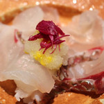 おおたに - 鯛のお造り　菊のおろし和えと一緒に