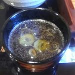 石挽 - 「鴨ネギ」の蕎麦湯
