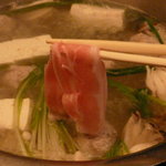Shunsai Shubou Ichinoki - 豚しゃぶコース(3500円)～豚しゃぶ(鍋投入前の宮城野ポークバラ)