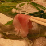 Shunsai Shubou Ichinoki - 豚しゃぶコース(3500円)～豚しゃぶ(鍋投入前の宮城野ポークロース)