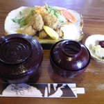 レストラン美濃 - [料理] かきフライ定食 (椀物の蓋を取る前) 全景♪ｗ