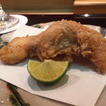 はらまさ - 河豚のから揚げ　すだち・藻塩添え