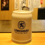 お好み焼 みなと屋 - お気に入りのレーベンブロイの生ビール♪　もちろん、日本酒やチューハイなどもありますよ