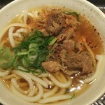 驛麺家 - 肉うどんに七味をふりかけました(2017.01.26)