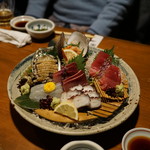奈加野 - お造り　　アワビ、赤貝、平目、蛸、鮪、カツオ等々