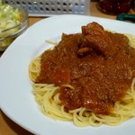 キッチンぼらぼら - インド風カレースパとオマケのサラダ