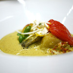 SUGALABO - 蝦夷鮑（噴火湾）のソテーと宝生寿レモン（広島）