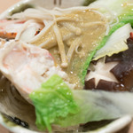 うを徳 - 2017.1 タラバガニ鍋2杯目（椎茸、白菜、蟹味噌）