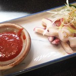 手打ちそば八轟 - お通し(蛸のキムチ風)