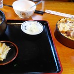 茶そば 扇家 - カツ丼セット1150円蓋外し後