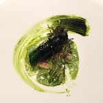 ル・マンジュ・トゥー - ホタテのソテー　ほうれん草のソース（一口食べちゃいました^^;）