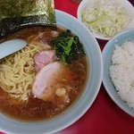 長谷川家 - ラーメン並＋ライス＋ネギ増し