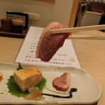 蕎彩 和み月 - 「おつまみ三種盛り」400円（１８時までは半額）。燻製鴨肉アップ