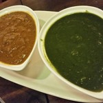 イーマサラ - カレー２種（スパイシーキーマとほうれん草チキン）。