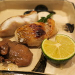 くろぎ - 玄界灘の喉黒の焼き、肝と2