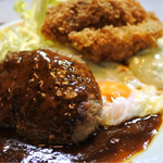 お食事処 淀ヤ - ハンバーグ牡蠣フライ定食