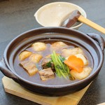 Kikakuan - 蕪と揚げ餅、牛角煮のピリ辛小鍋