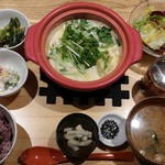 おぼんdeごはん KITTE博多店 - 豚肉とクレソンの豆乳鍋、黒米ごはん