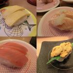 かっぱ寿司 - 鮪・サーモン直火炙り・生うに贅沢にぎり・玉子