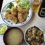 磯野家 - カキフライ定食のご飯を牡蠣飯小に変更したセット