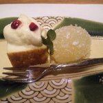 喜の間 - 柚子水仙・百合根カステラバニラソース