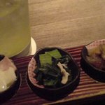 鮨 炉端焼 日本酒 六方 - お通し3種
