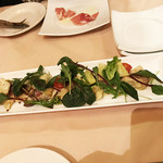 ガフーリオ - 鹿児島産ブリの炙りカルパッチョ生湯葉巻き柚子のソース♪