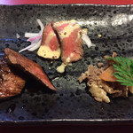 粟 - 大和牛の三種盛り