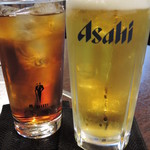 まずはビールとウーロン茶でかんぱ～い！