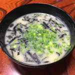 田中旅館 - 雑炊は味噌仕立てでした。