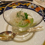 フレンチレストラン ミクニ サッポロ - 「“オホーツク沖雲丹”菜の花のムースと“うま味”ジュレと和えて」