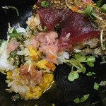 お食事処 こずえ - 混ぜ混ぜ。旨いんだけど・・。