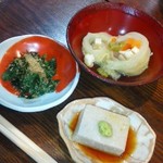以心　みこと - 蕎麦豆腐と和え物と煮付け