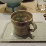 鮨 心白 - くえ、ゆず、スナップえんどう