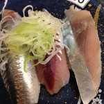 独楽寿司 - 光物３種盛り。