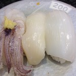 独楽寿司 - イカ３種盛り。