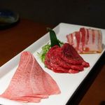 生粋 - ツチノコ（腰の内側）、タン 塩昆布で、岩中豚（岩手県産ブランド豚）バラ