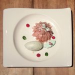 アトリエドアイ - ランチメニュー 2100円 のサクラのモンブランシャルトリュース(菓草系リキュール)のソルベ