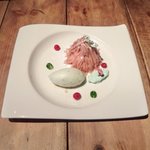 アトリエドアイ - ランチメニュー 2100円 のサクラのモンブランシャルトリュース(菓草系リキュール)のソルベ