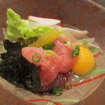 ひらまつ - 前菜は、本鮪２種の韓国風カルパッチョ