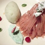 アトリエドアイ - ランチメニュー 2100円 のサクラのモンブランシャルトリュース(菓草系リキュール)のソルベ